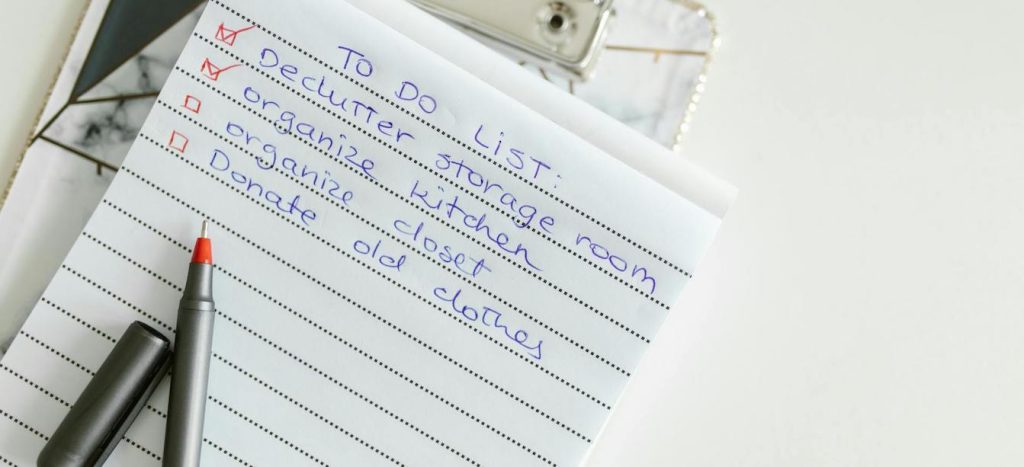 lijstje maken om te werken aan minder spullen