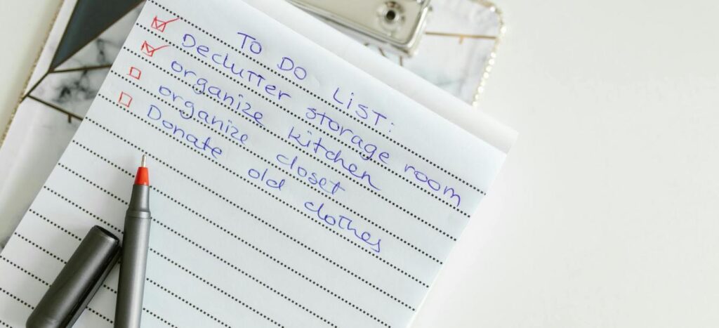 lijstje maken om te werken aan minder spullen